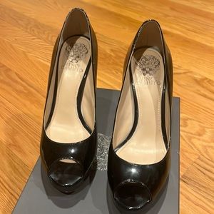 Vince Camuto peep toe patent leather pump